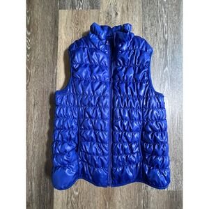 New Look Puffer Vest Womens XL Blue Excellent Quilted Sleeveless Zip Up Jacket‎